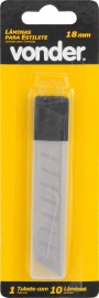 L�mina para estilete 18 mm tem 10 pe�as, blister VONDER 